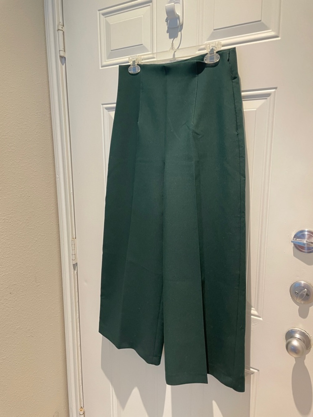 Zara Dark Green Wide Leg High Waist Pleated Business Trouser Pants Size Large - Picture 9 of 11